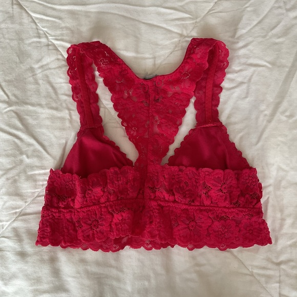 Aerie Hot Pink Floral Lace Racerback Bralette - Picture 2 of 8